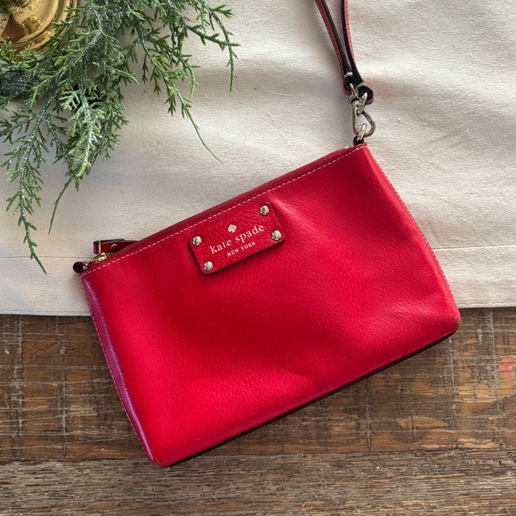 kate spade Handbags - Kate Spade Red Leather Wristlet Purse